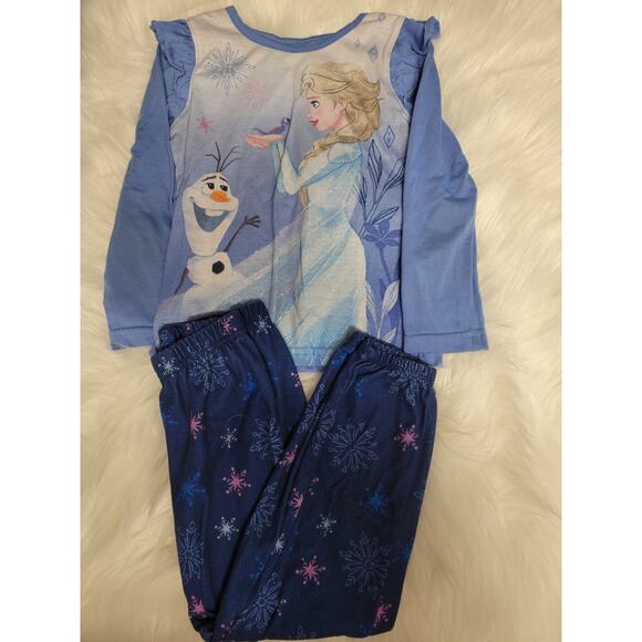 Disney Frozen Princess Blue Pajama Set Girls Size 6 - Picture 1 of 4